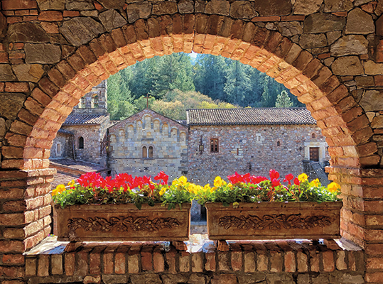 Castello di Amorosa view and flower box